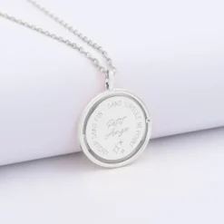 Outlet HappyBulle Pendentif enfant personnalisé médaille réversible Eternelle gravée argent 18 mm - x Capucine Argent rhodié 925