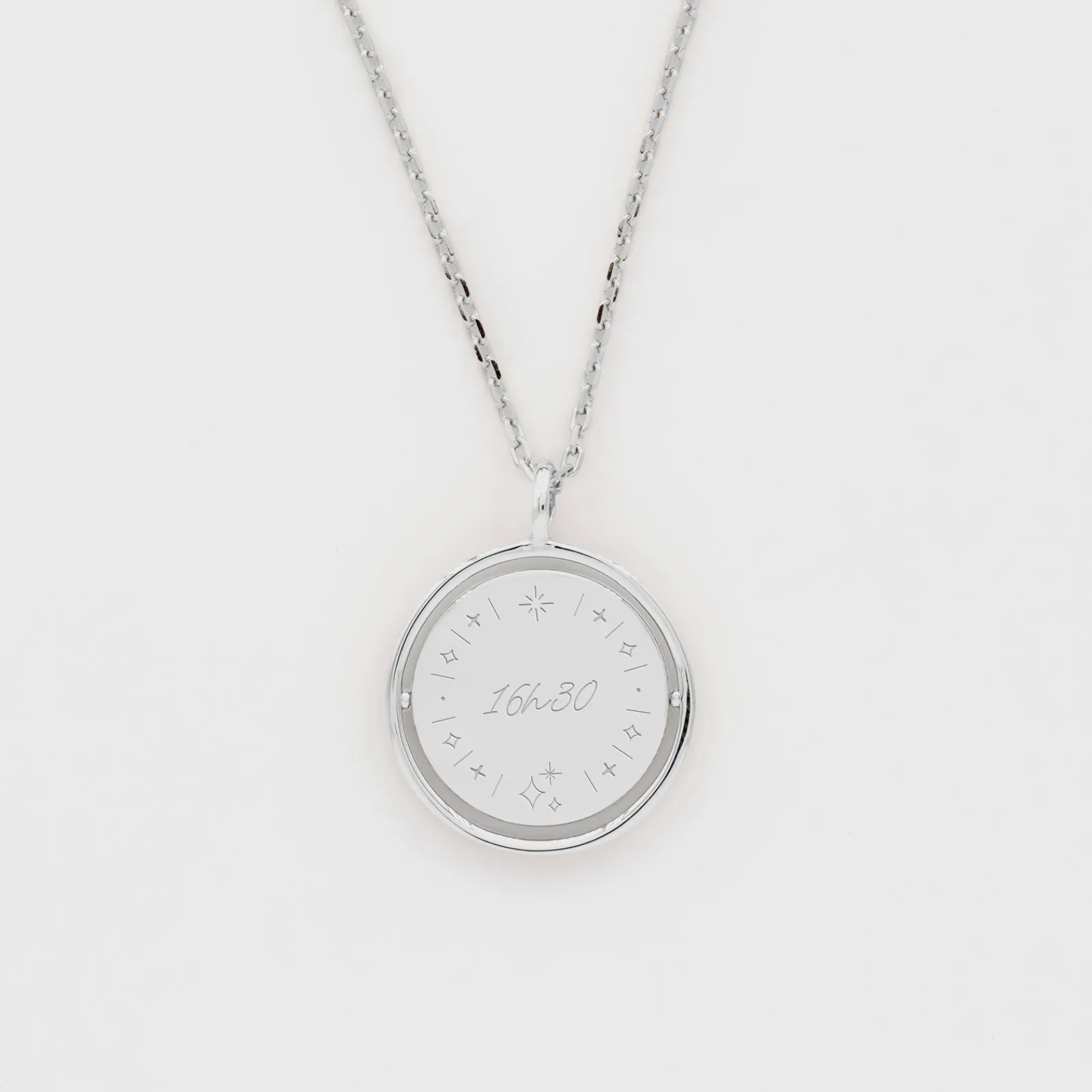 Outlet HappyBulle Pendentif enfant personnalisé médaille réversible Eternelle gravée argent 18 mm - x Capucine Argent rhodié 925
