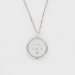 Outlet HappyBulle Pendentif enfant personnalisé médaille réversible Eternelle gravée argent 18 mm - x Capucine Argent rhodié 925