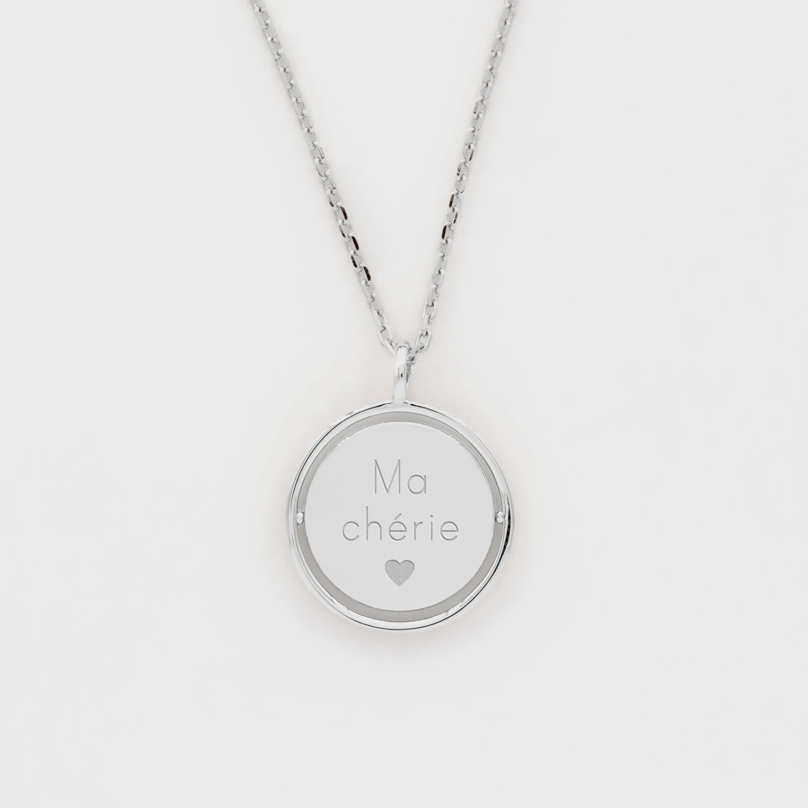 Outlet HappyBulle Pendentif enfant personnalisé médaille réversible Eternelle gravée argent 18 mm - x Capucine Argent rhodié 925