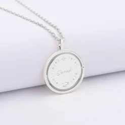 Outlet HappyBulle Pendentif enfant personnalisé médaille réversible Eternelle gravée argent 18 mm - x Capucine Argent rhodié 925
