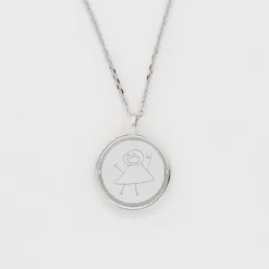 Outlet HappyBulle Pendentif enfant personnalisé médaille réversible Eternelle gravée argent 18 mm - x Capucine Argent rhodié 925