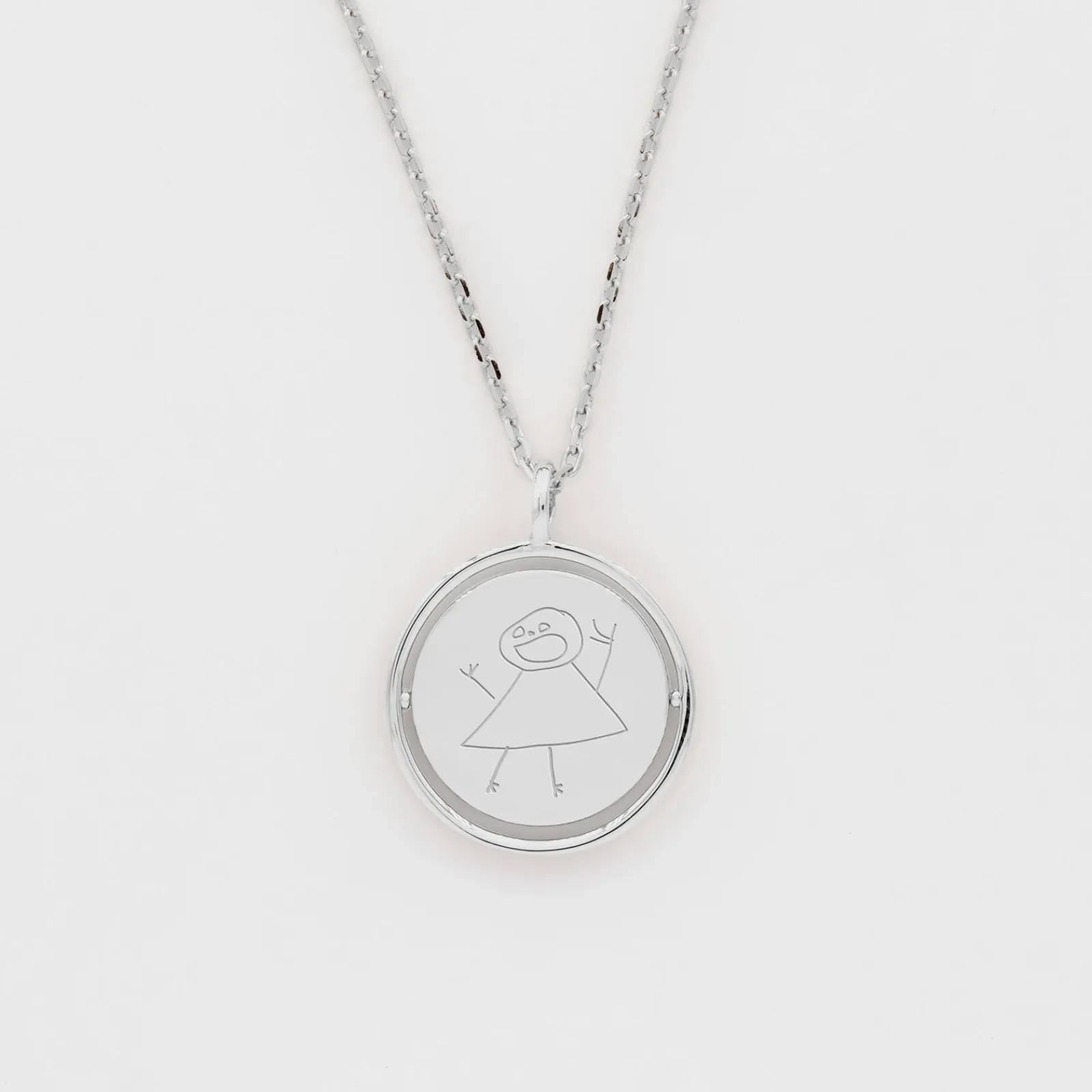 Outlet HappyBulle Pendentif enfant personnalisé médaille réversible Eternelle gravée argent 18 mm - x Capucine Argent rhodié 925