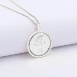 Sale HappyBulle Pendentif enfant personnalisé médaille réversible Eternelle gravée argent 18 mm Argent rhodié 925