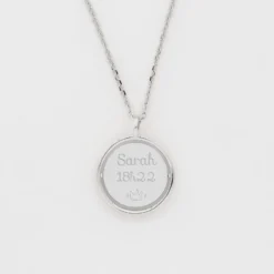 Sale HappyBulle Pendentif enfant personnalisé médaille réversible Eternelle gravée argent 18 mm Argent rhodié 925