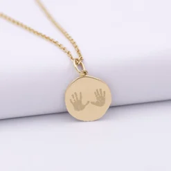Hot HappyBulle Pendentif enfant personnalisé médaille gravée plaqué or rose des vents texturée 14 mm Plaqué or 18k