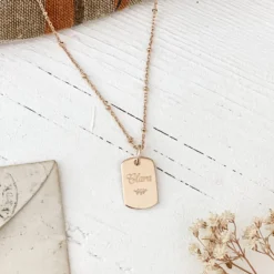 Discount HappyBulle Pendentif enfant personnalisé médaille gravée plaqué or rectangle 17x11 mm Plaqué or 18k