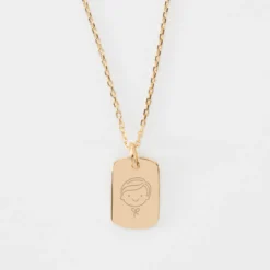 Discount HappyBulle Pendentif enfant personnalisé médaille gravée plaqué or rectangle 17x11 mm Plaqué or 18k