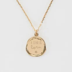 Outlet HappyBulle Pendentif enfant personnalisé médaille cachet gravée plaqué or 17 mm