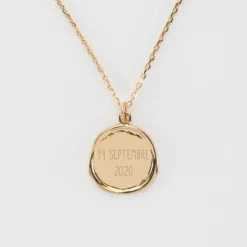 Outlet HappyBulle Pendentif enfant personnalisé médaille cachet gravée plaqué or 17 mm