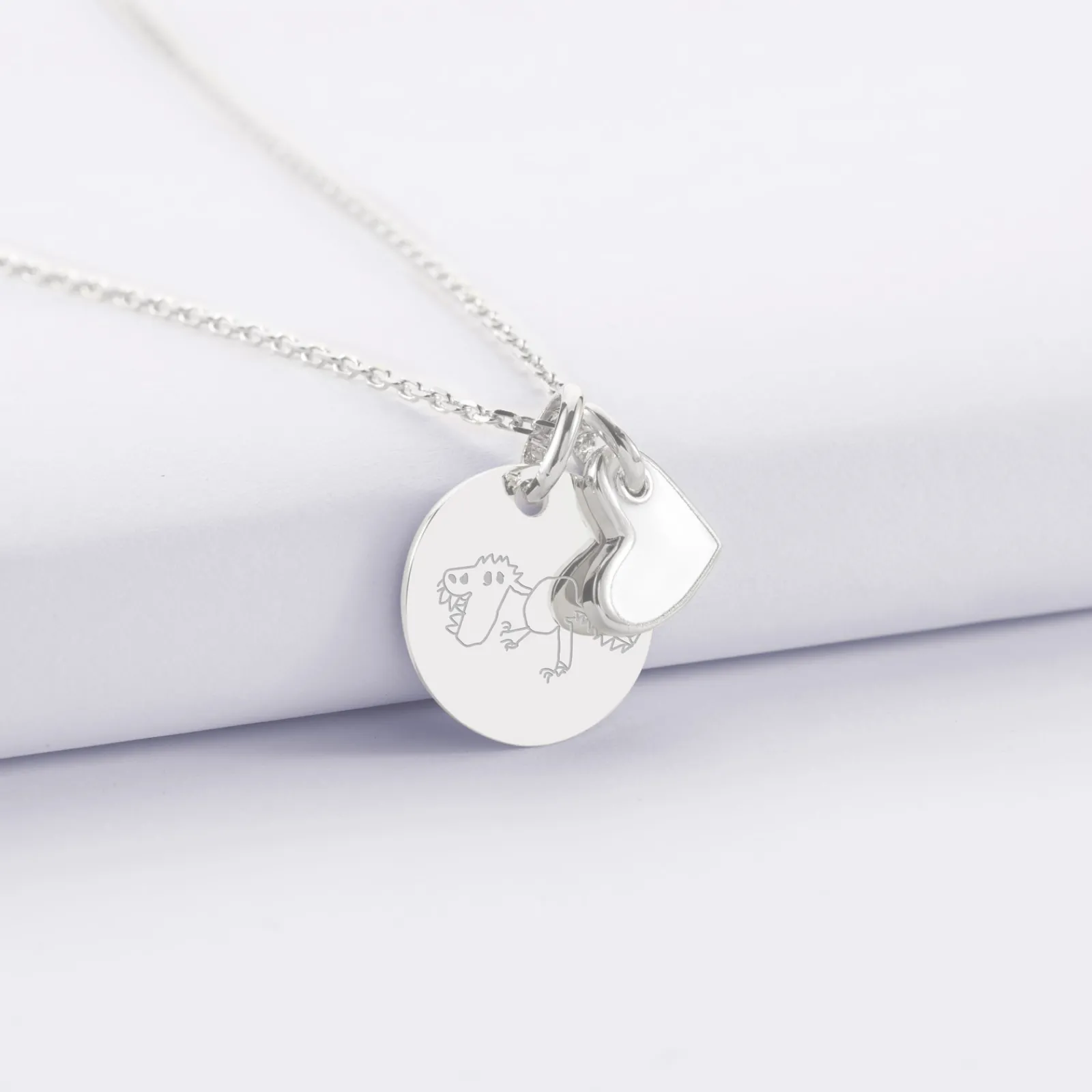 Best HappyBulle Pendentif enfant personnalisé médaille gravée argent 15 mm et breloque coeur email 10 mm Argent rhodié 925