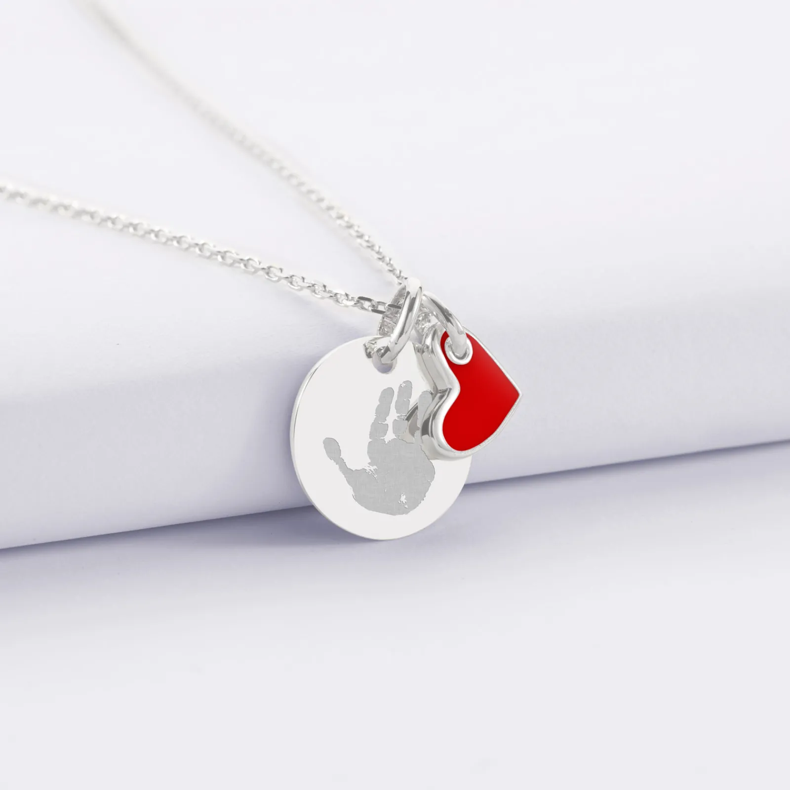 Best HappyBulle Pendentif enfant personnalisé médaille gravée argent 15 mm et breloque coeur email 10 mm Argent rhodié 925