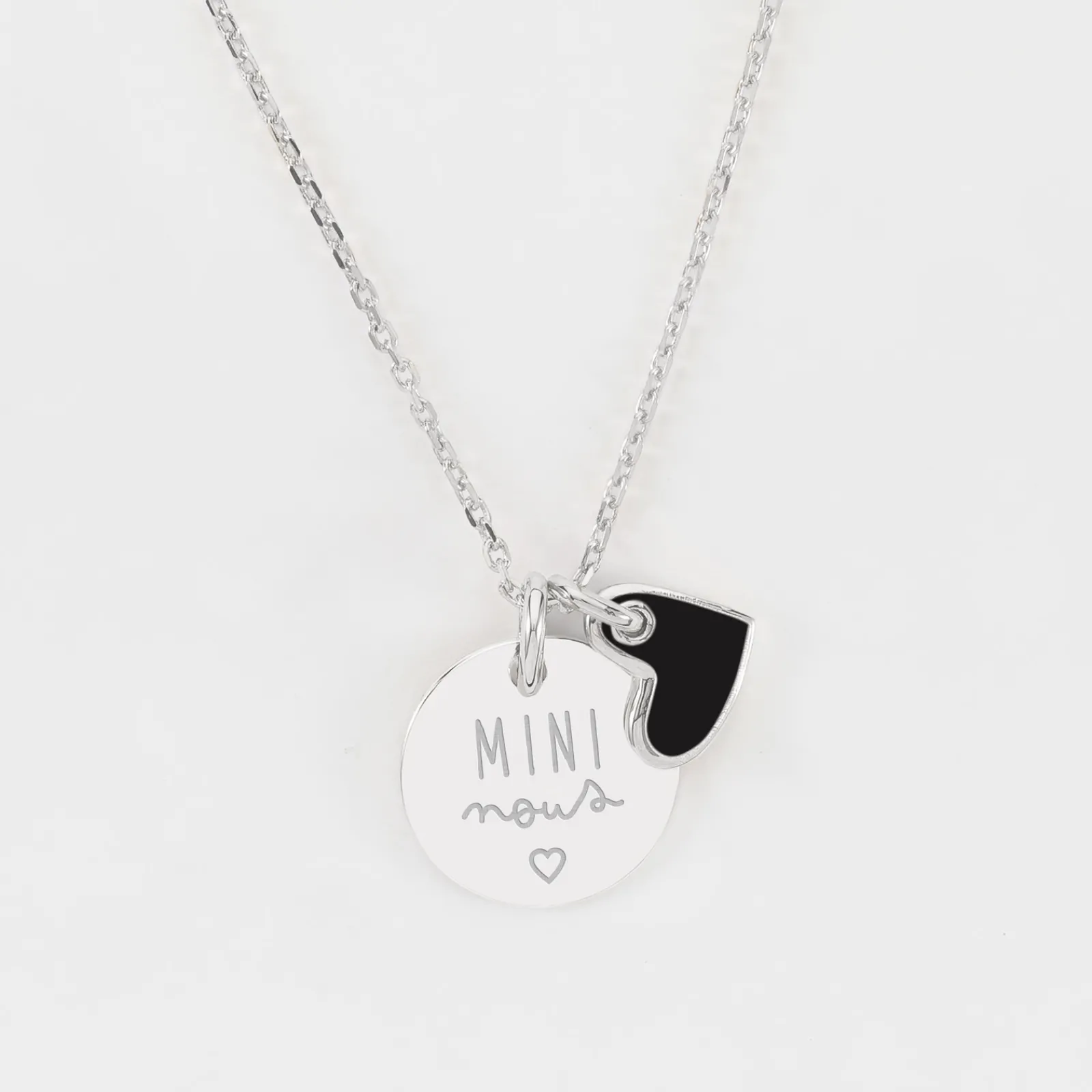 Best HappyBulle Pendentif enfant personnalisé médaille gravée argent 15 mm et breloque coeur email 10 mm Argent rhodié 925