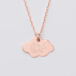Outlet HappyBulle Pendentif enfant personnalisé médaille gravée plaqué or rose nuage 20x14 mm Plaqué or rose 18k