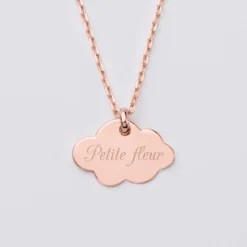 Outlet HappyBulle Pendentif enfant personnalisé médaille gravée plaqué or rose nuage 20x14 mm Plaqué or rose 18k