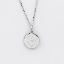 Outlet HappyBulle Pendentif enfant personnalisé médaille gravée argent rose des vents texturée 14 mm Argent rhodié 925