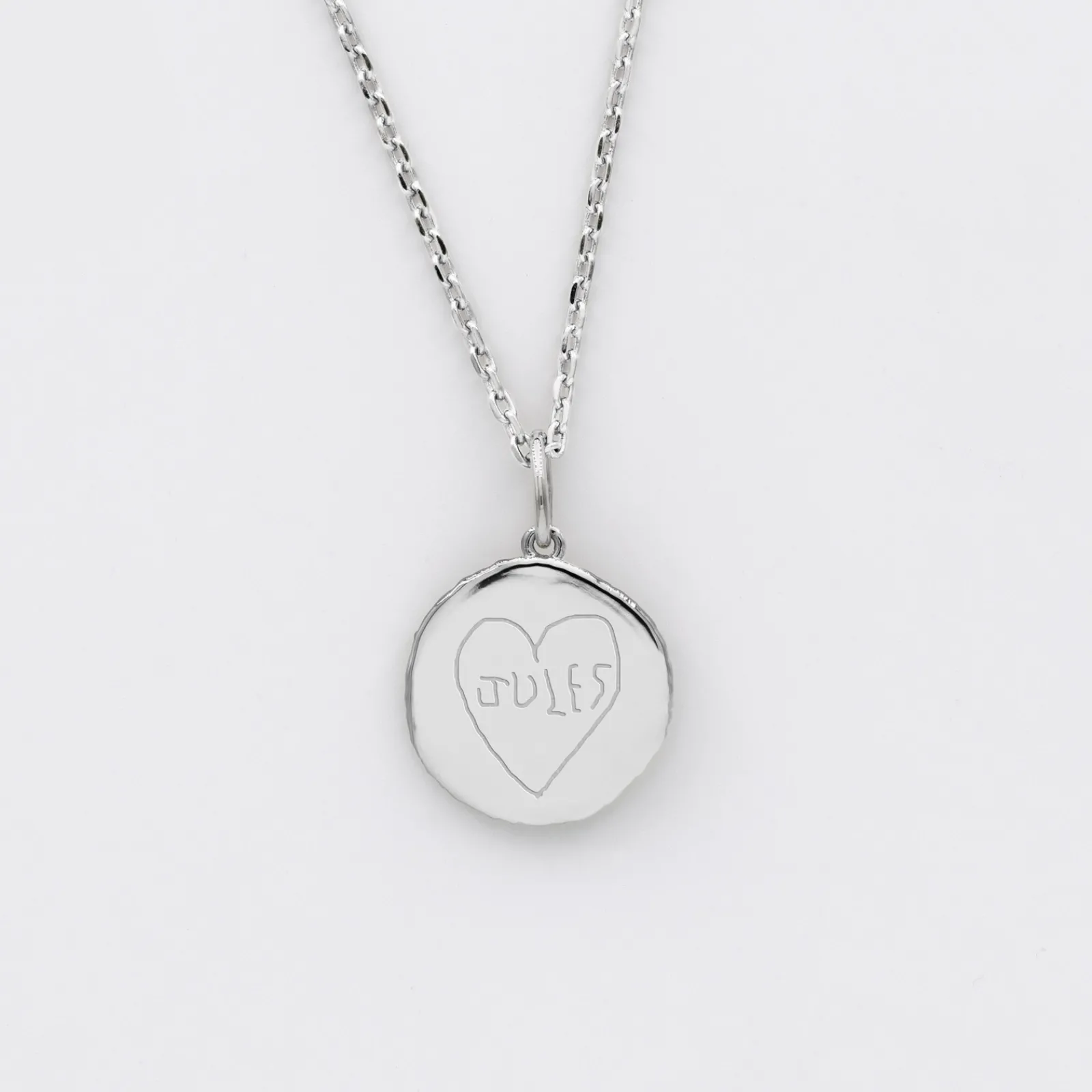 Outlet HappyBulle Pendentif enfant personnalisé médaille gravée argent rose des vents texturée 14 mm Argent rhodié 925