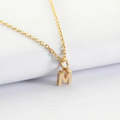 Clearance HappyBulle Pendentif enfant personnalisé médaille plaqué or lettre initiale 5 mm Plaqué or 18k