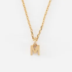 Clearance HappyBulle Pendentif enfant personnalisé médaille plaqué or lettre initiale 5 mm Plaqué or 18k