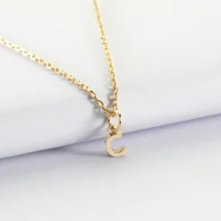 Clearance HappyBulle Pendentif enfant personnalisé médaille plaqué or lettre initiale 5 mm Plaqué or 18k