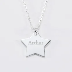 Online HappyBulle Pendentif enfant personnalisé prénom médaille gravée argent dormeuse étoile 20x20 Argent rhodié 925