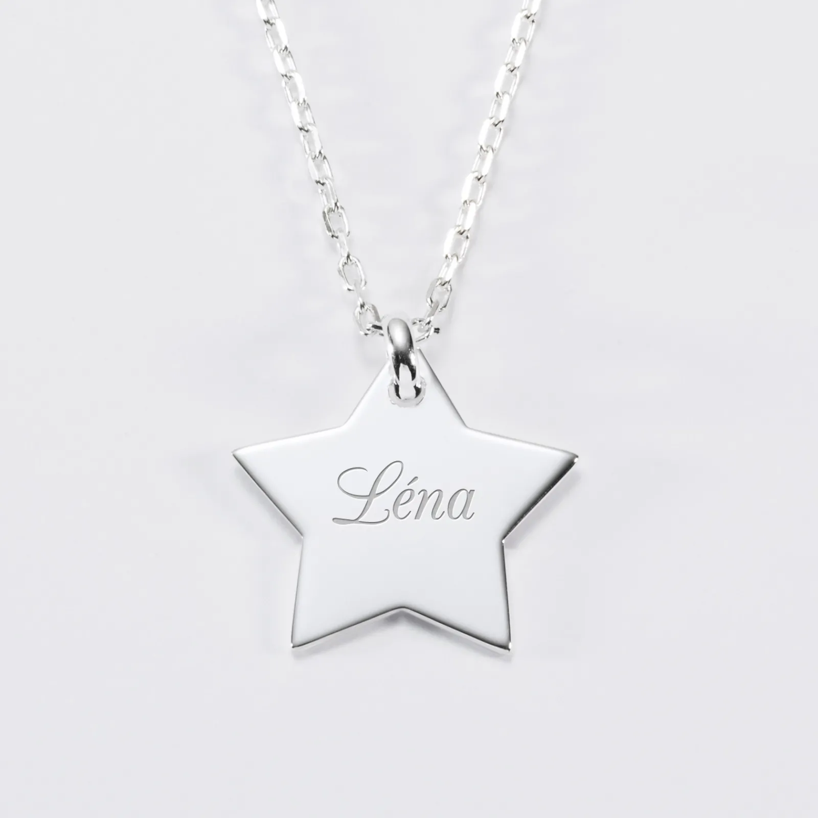 Online HappyBulle Pendentif enfant personnalisé prénom médaille gravée argent dormeuse étoile 20x20 Argent rhodié 925