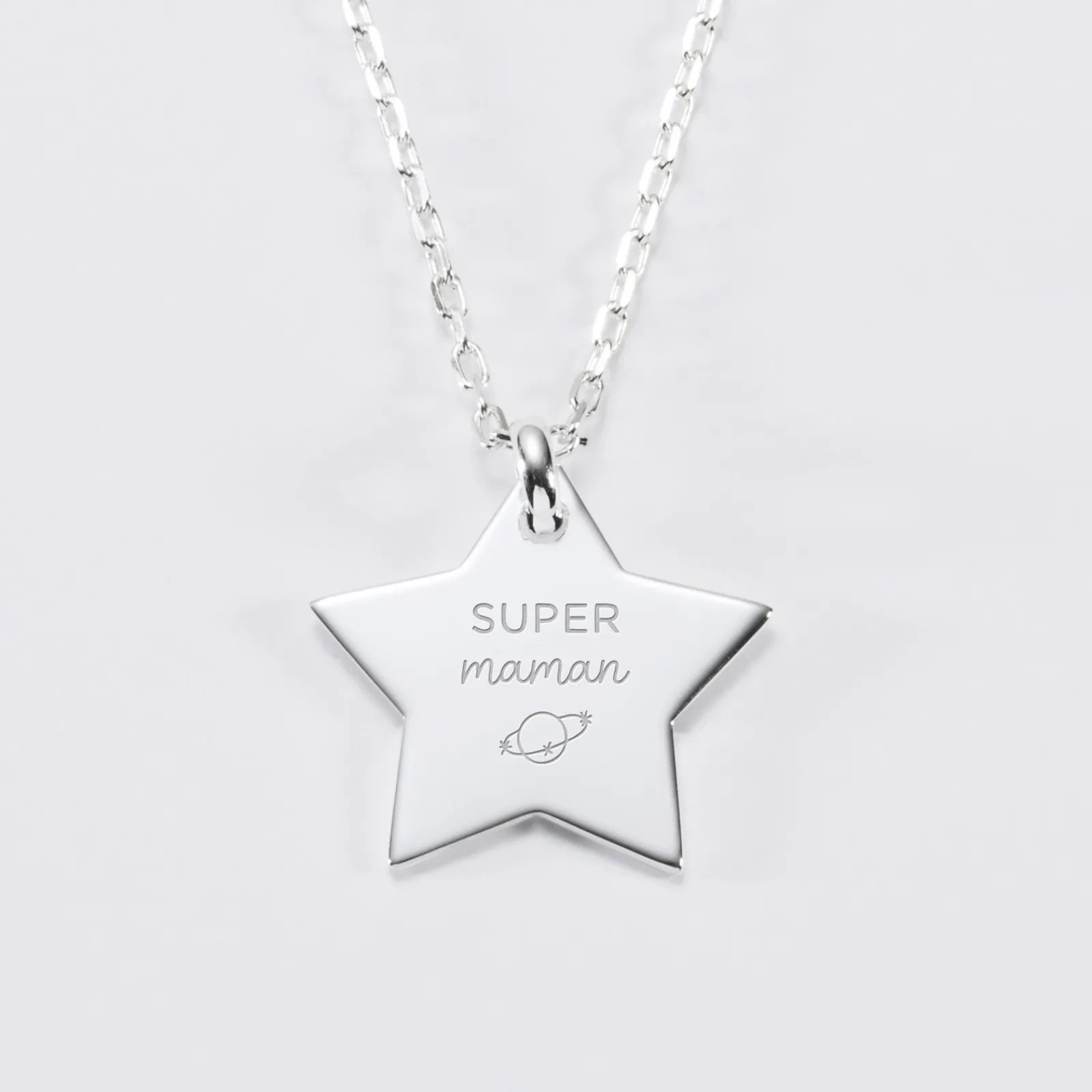 Online HappyBulle Pendentif enfant personnalisé prénom médaille gravée argent dormeuse étoile 20x20 Argent rhodié 925