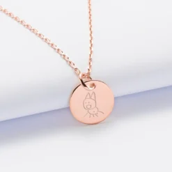 Online HappyBulle Pendentif enfant personnalisé médaille gravée plaqué or rose 15 mm Plaqué or rose 18k