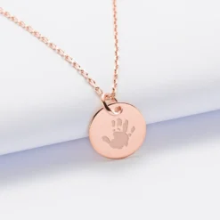 Online HappyBulle Pendentif enfant personnalisé médaille gravée plaqué or rose 15 mm Plaqué or rose 18k