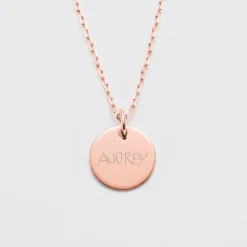 Online HappyBulle Pendentif enfant personnalisé médaille gravée plaqué or rose 15 mm Plaqué or rose 18k