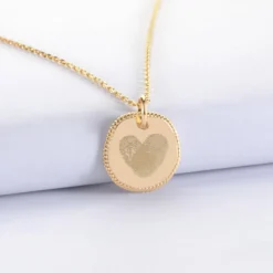 Sale HappyBulle Pendentif enfant personnalisé médaille contour tressé gravée plaqué or 17 mm
