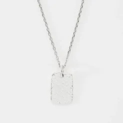 Online HappyBulle Pendentif enfant personnalisé médaille gravée martelée argent rectangle 17x11 mm Argent rhodié 925
