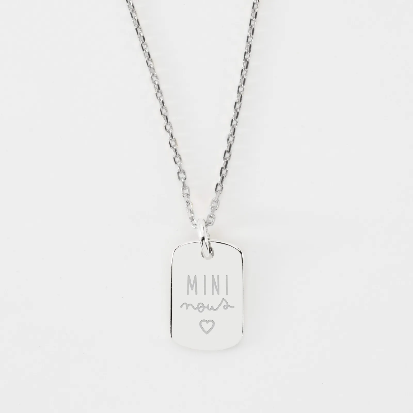 Online HappyBulle Pendentif enfant personnalisé médaille gravée martelée argent rectangle 17x11 mm Argent rhodié 925