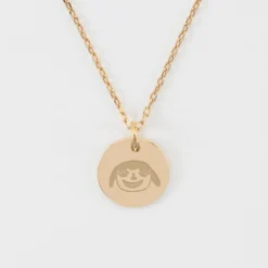 Best HappyBulle Pendentif enfant personnalisé médaille martelée gravée plaqué or 15 mm Plaqué or 18k