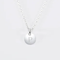 Sale HappyBulle Pendentif enfant personnalisé initiale médaille gravée argent 10 mm Argent rhodié 925