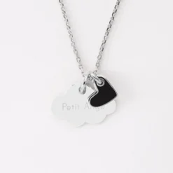 Online HappyBulle Pendentif enfant personnalisé médaille gravée argent nuage 20x14 mm et breloque coeur email 10 mm Argent rhodié 925