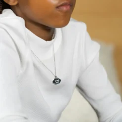 Online HappyBulle Pendentif enfant personnalisé médaille gravée argent nuage 20x14 mm et breloque coeur email 10 mm Argent rhodié 925
