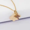 Online HappyBulle Pendentif enfant personnalisé médaille gravée plaqué or nuage 20x14 mm et breloque fleur pétales zircons 10 mm