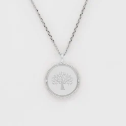 Sale HappyBulle Pendentif enfant personnalisé médaille réversible contour tressé Eternelle gravée argent 18 mm Argent rhodié 925