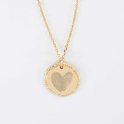 New HappyBulle Pendentif enfant personnalisé médaille contour scintillant gravée plaqué or 16 mm Plaqué or 18k