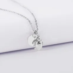New HappyBulle Pendentif enfant personnalisé médaille gravée argent 10 mm et breloque tortue 10 mm Argent rhodié 925