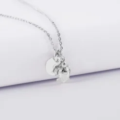 New HappyBulle Pendentif enfant personnalisé médaille gravée argent 10 mm et breloque tortue 10 mm Argent rhodié 925