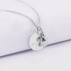 Outlet HappyBulle Pendentif enfant personnalisé médaille gravée argent 15 mm et breloque tortue 10 mm Argent rhodié 925