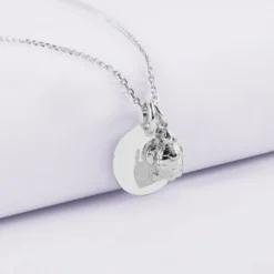 Outlet HappyBulle Pendentif enfant personnalisé médaille gravée argent 15 mm et breloque tortue 10 mm Argent rhodié 925