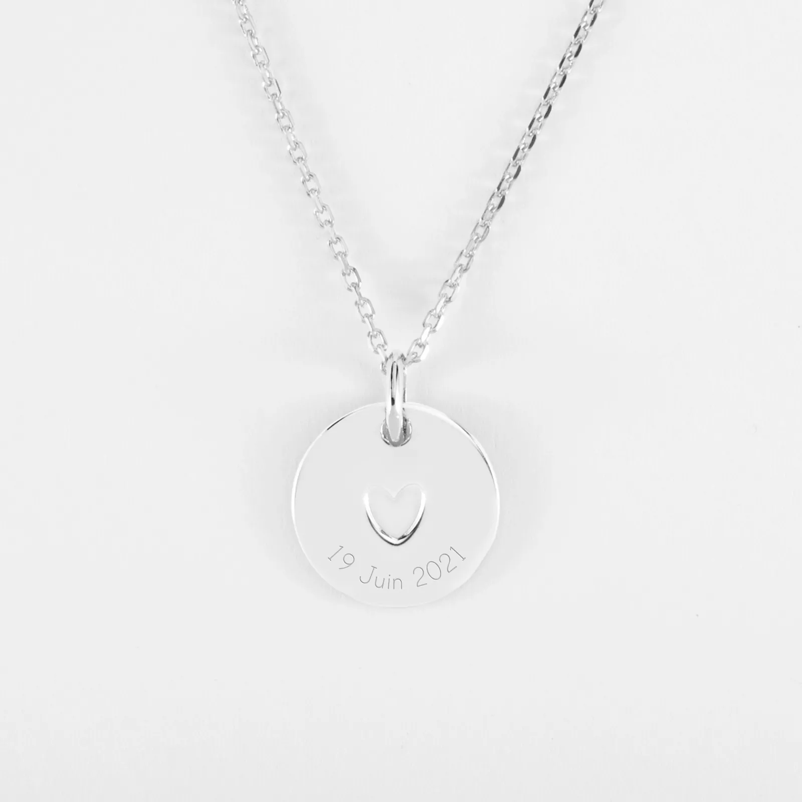 Outlet HappyBulle Pendentif enfant personnalisé coeur estampillé argent 15 mm - x Atelier Wagram Argent rhodié 925