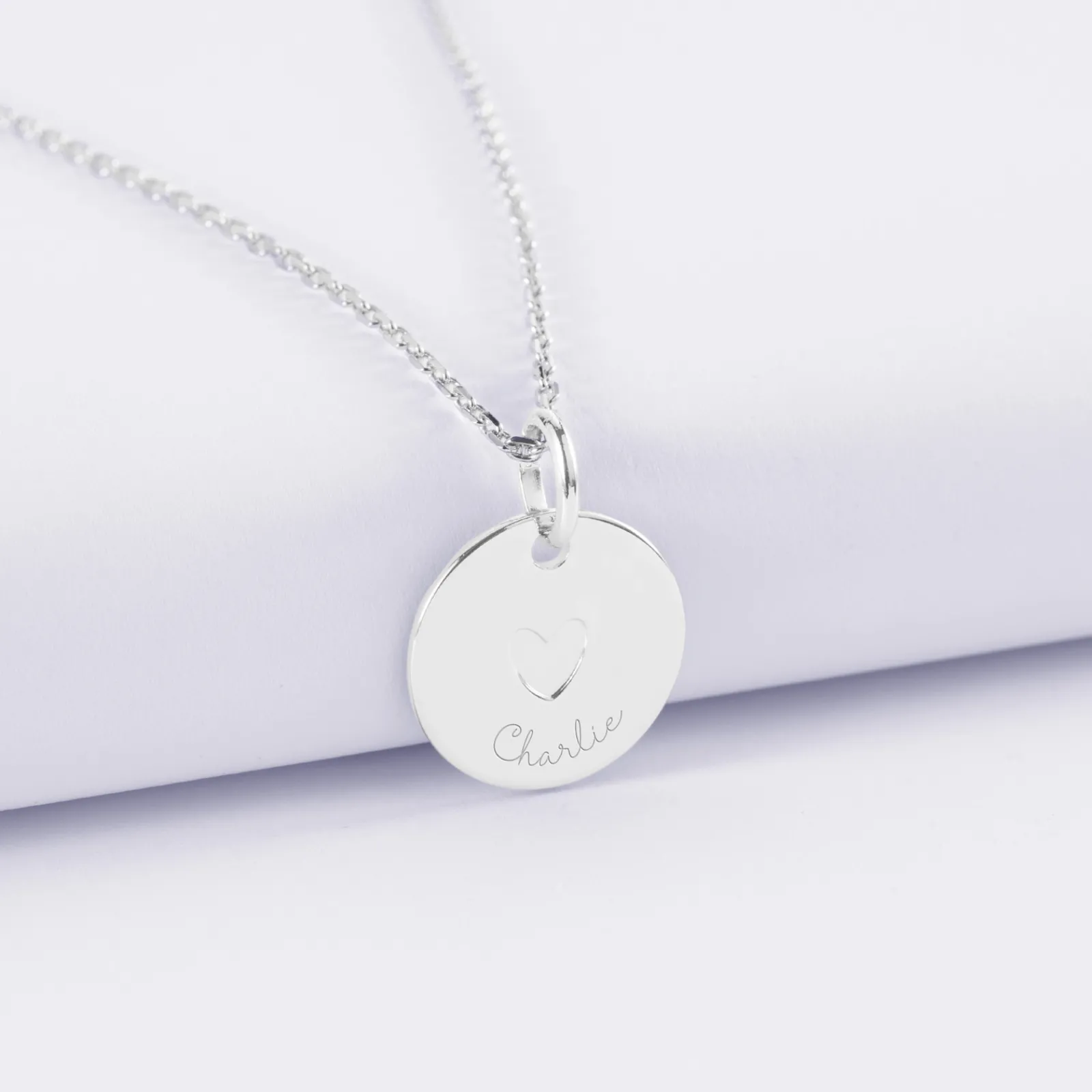 Outlet HappyBulle Pendentif enfant personnalisé coeur estampillé argent 15 mm - x Atelier Wagram Argent rhodié 925