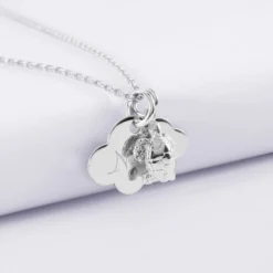 Discount HappyBulle Pendentif enfant personnalisé médaille gravée argent nuage 20x14 mm et breloque tortue 10 mm Argent rhodié 925