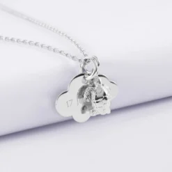 Discount HappyBulle Pendentif enfant personnalisé médaille gravée argent nuage 20x14 mm et breloque tortue 10 mm Argent rhodié 925