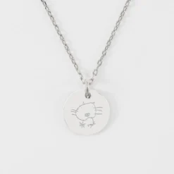 Best HappyBulle Pendentif enfant personnalisé médaille martelée gravée argent 15 mm Argent rhodié 925