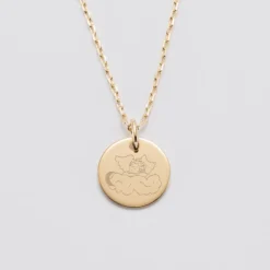 Hot HappyBulle Pendentif enfant personnalisé médaille gravée plaqué or 15 mm - x MyLovelyThing Plaqué or 18k